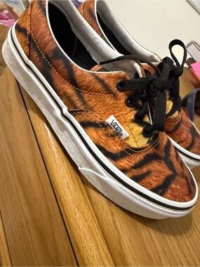 Vans Tiger-Print Canvas Sneakers in Orange and Black